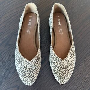 TOMS Women's Jutti Leopard Print Suede Slip-On Flats - Tan/Black